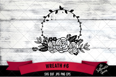 Floral Wreath 6 Vector Silhouette File