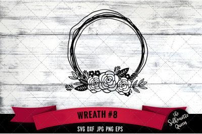 Floral Wreath 8 Vector Silhouette File