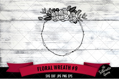 Floral Wreath 9 Vector Silhouette File