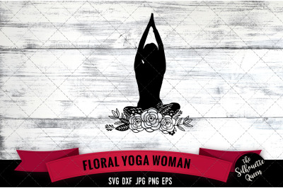 Floral Yoga woman Vector Silhouette File