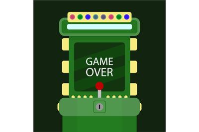 Game over arcade banner, end of playing in computer game