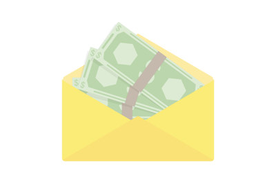 Stacks of money in envelope. Wage monthly or annual salary. Untax cash