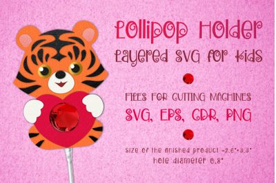 Tiger Valentine Lollipop Holder SVG