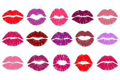 Female red lips prints, love kiss lip print. Woman lipstick kiss print