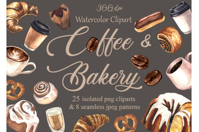 Coffee &amp; bakery clipart set