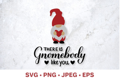 There is Gnomebody like you. Gnomes pun. Funny Valentines quote