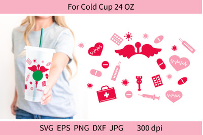 Nursing Starbucks Cold Cup Wrap SVG. Venti Cup. Valentines