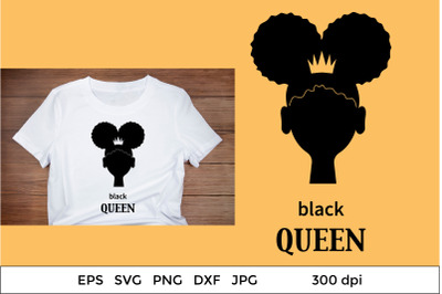 Black Queen SVG. Two Puffs Hairstyles. Black Girl SVG