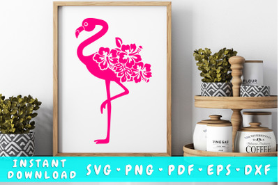 Flamingo hibiscus bouquet SVG