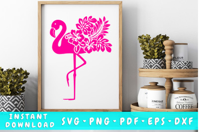 Flamingo hibiscus bouquet SVG