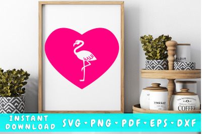 Flamingo in heart SVG