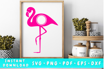 Flamingo monogram circle SVG