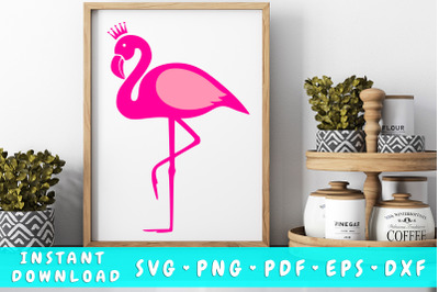 Flamingo with crown SVG