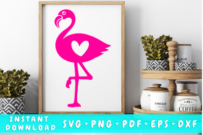 Flamingo with heart SVG