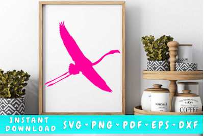 Flying flamingo silhouette SVG