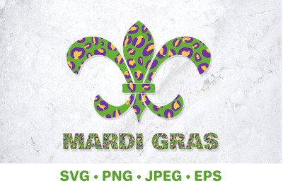 Mardi Gras. Leopard Fleur de Lis. Fat Tuesday