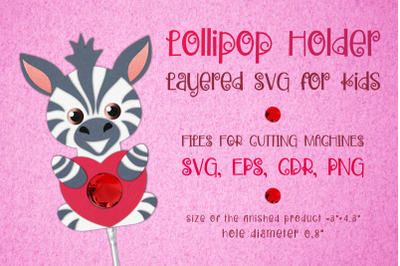 Zebra Valentine Lollipop Holder SVG