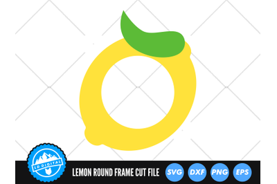 Lemon Round Frame SVG | Kawaii Fruit Cut File | Lemon Monogram SVG