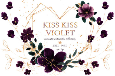 Kiss Kiss Violet watercolor