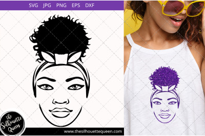 Afro Woman svg with a Puff Svg, African American woman svg