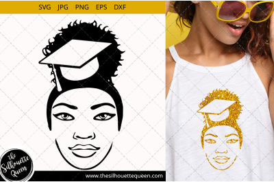 Educated Afro Woman svg with a Puff Svg