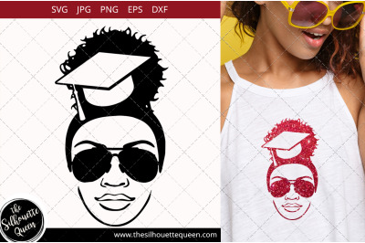 Educated Afro Woman svg with sunglasses and a Puff Svg