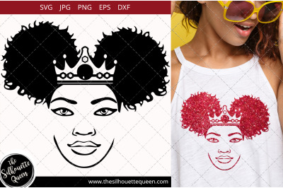 Afro Woman svg with crown and side Puffs Svg