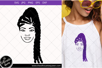 Afro Woman svg with Side-Swept Dreadlock