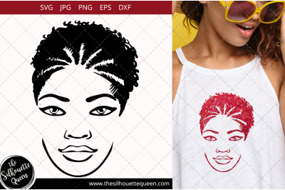 Afro Woman svg with High Braided Pony