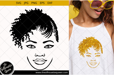 Afro Woman svg with  Side-swept Curly Pixie&2C; Cornrows&2C; African America