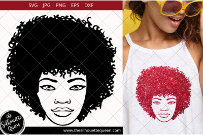 Afro Woman svg with Curly Bob natural hair