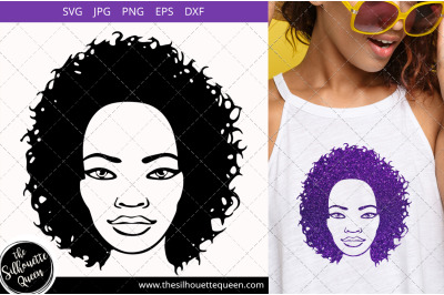 Afro Woman svg with Curly Bob natural hair