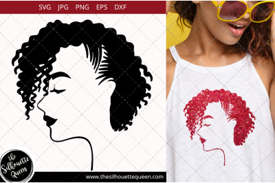 Afro Woman svg with Side-swept Curly Pixie with Cornrows, Braided