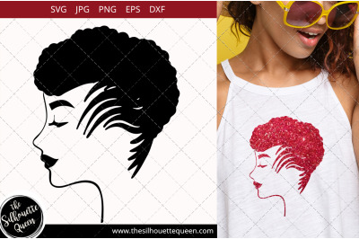 Afro Woman svg with Short Cornrows and Dreadlocks