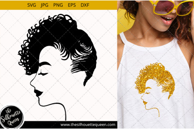 Afro Woman svg with Side-swept Curly Pixie with Cornrows, Braided