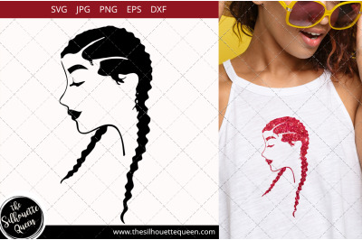 Afro Woman svg with Cornrows and Long Braids