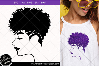 Afro Woman svg with Curly Pixie Undercut Shaved Mohawk