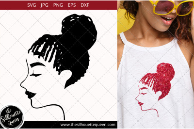 Afro Woman svg with Cornrows and a Bun Updo