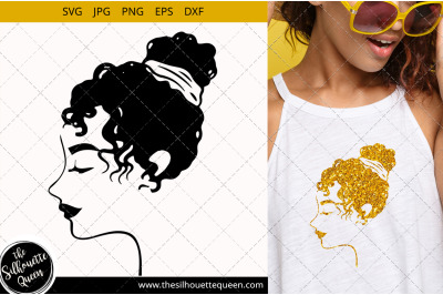 Afro Woman svg with Cornrows and a Bun Updo