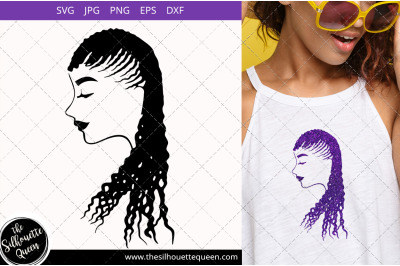 Afro Woman svg with Cornrow Dreads, long dreadlocks