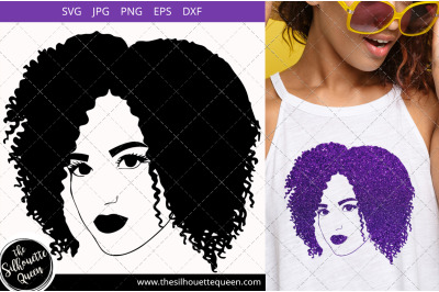 Afro Woman svg with Parted curly kinky Bob Short