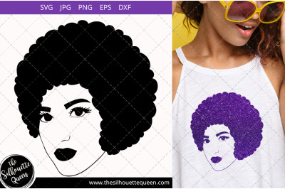 Afro Woman svg with Short Defined Curls, African American woman svg