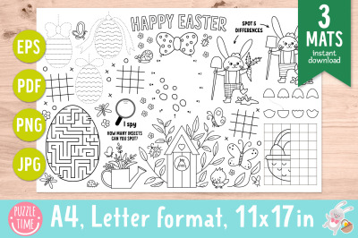 Easter coloring activity mats collection