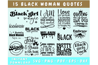 Black woman SVG Bundle, Black Woman Quotes SVG, Black Girl Magic SVG