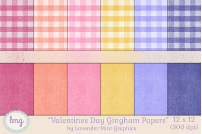 Valentines Day Pastel Gingham Papers