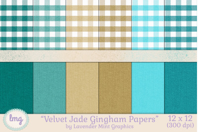 Velvet Jade Gingham Papers