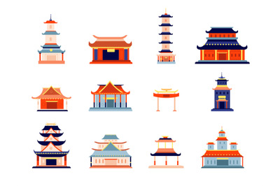 Asian style buildings. Chinese temple building, traditional pagoda arc