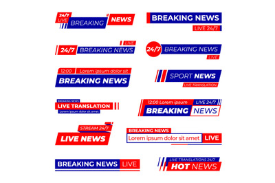 News bars. Title bar strips&2C; sport website banner. Tv show lower eleme