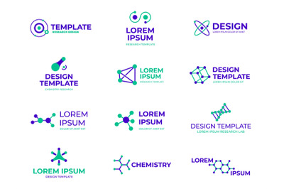 Molecule structure badges. Hexagon molecules design, dna bio and hexag