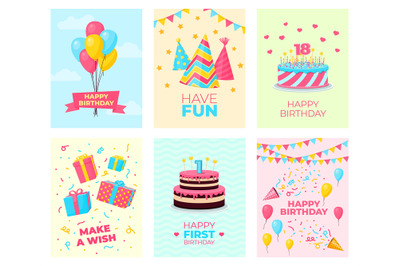 Birthday party cards template. Card design&2C; fun celebrate party poster